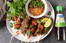 Grilled Yellow Curry Beef Skewers with Fish Sauce